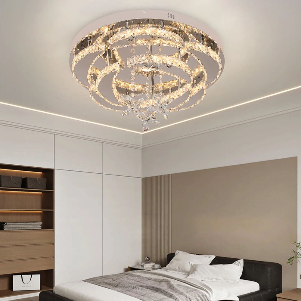 Luxury K9 Crystal Chandelier Modern Ceiling Lamp Led Living Dining Room Decor Pendant Light Dimmable Lustre Home