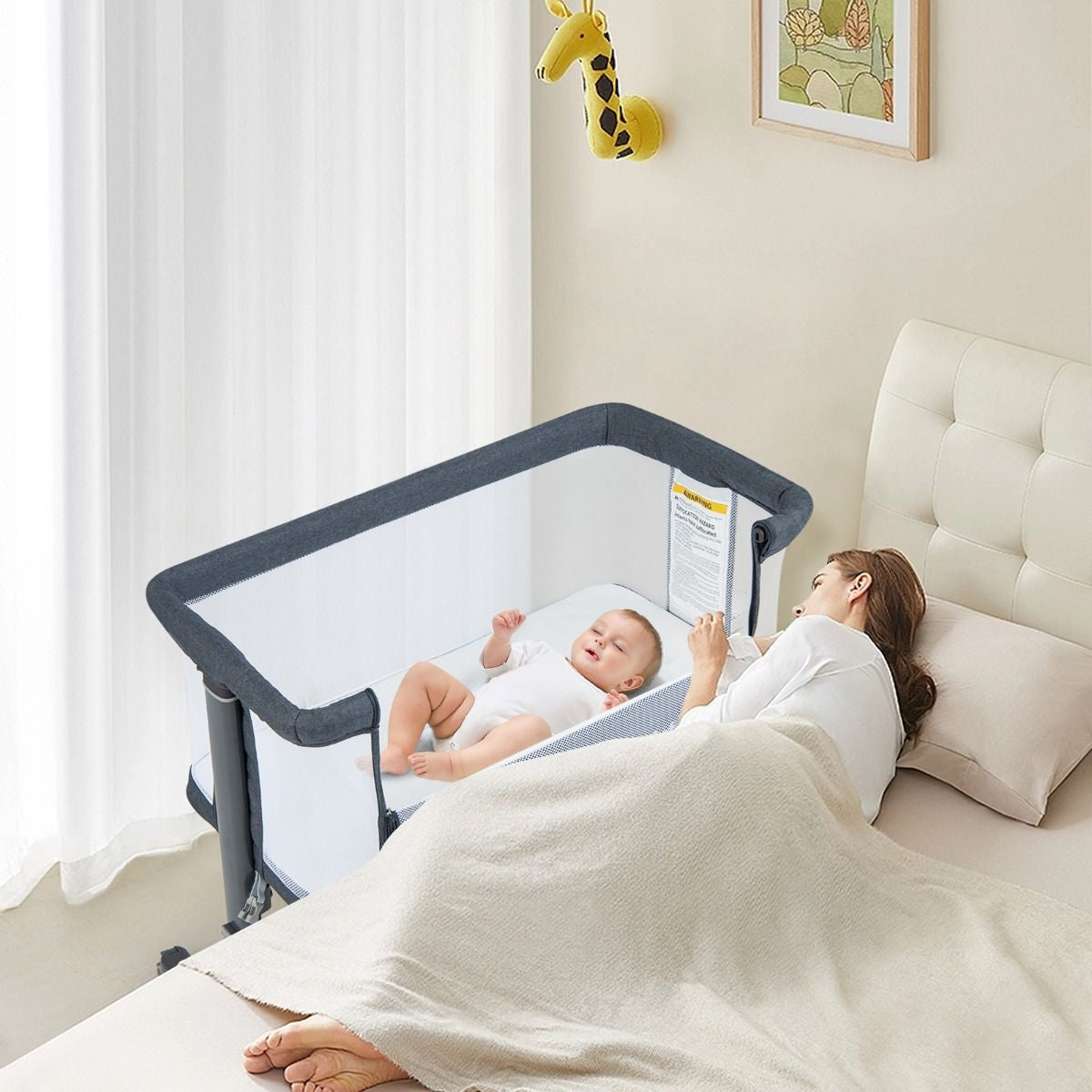 3 in 1 Babybett & Babywiege & Kinderbett Mit Matratze Beistellbett Mit Tragetasche Stubenwagen
