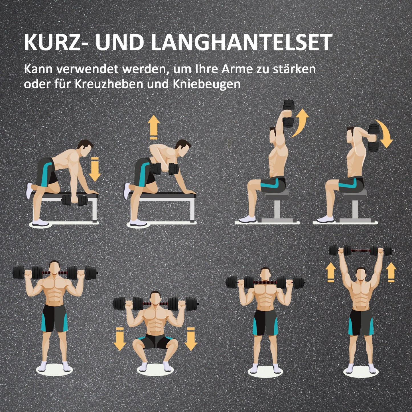 2 in 1 Hanteln Set Verstellbare Kurzhantel & Langhantel Fitness