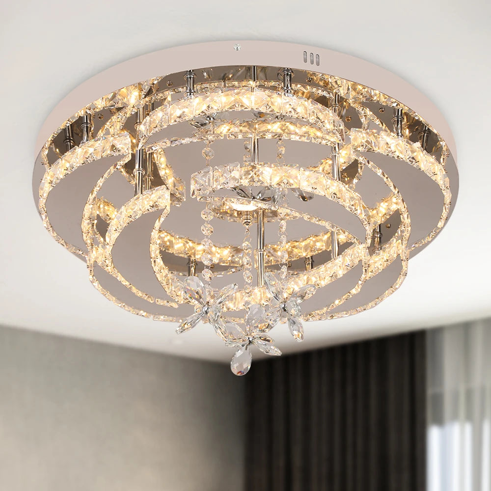 Luxury K9 Crystal Chandelier Modern Ceiling Lamp Led Living Dining Room Decor Pendant Light Dimmable Lustre Home
