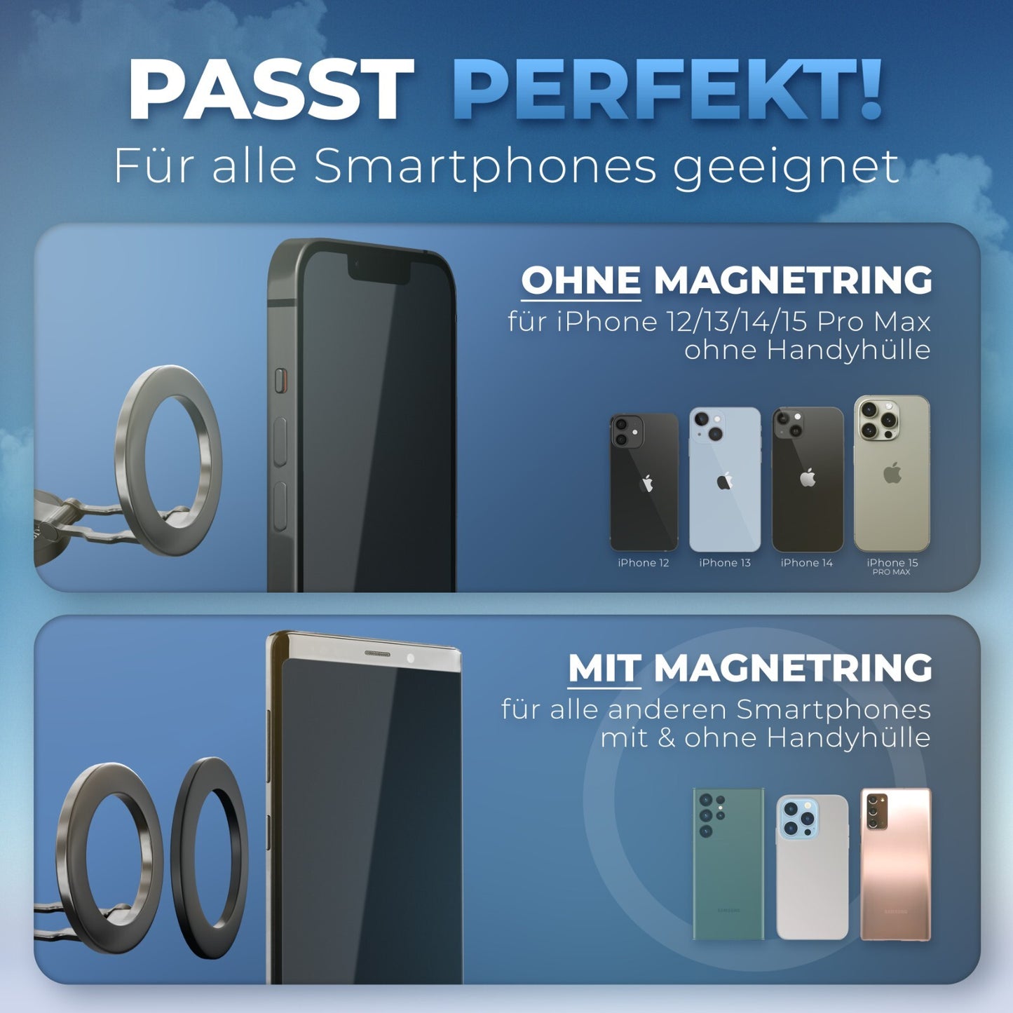 Auto Handyhalterung Magnet 360° Amaturenbrett Universal Smartphone Handy Halter