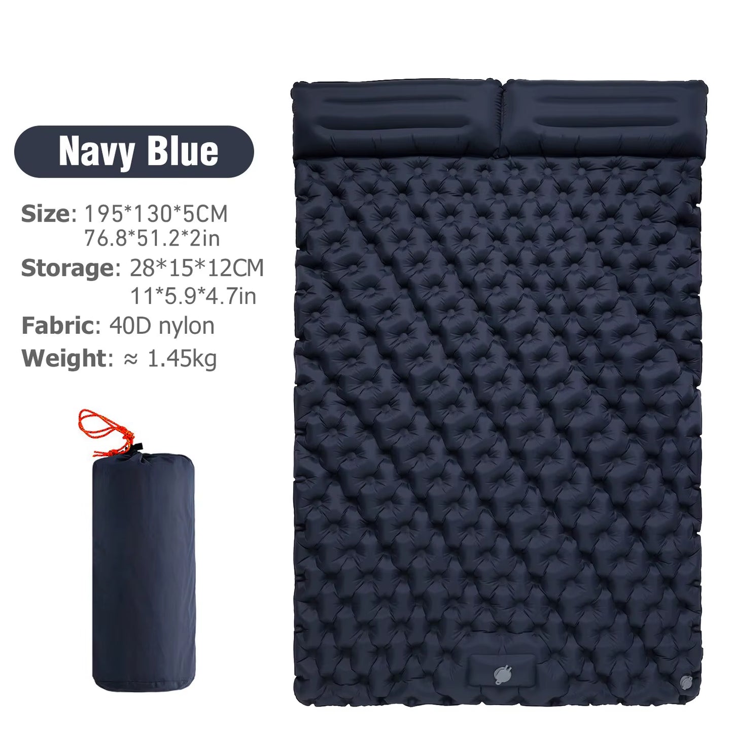 WESTTUNE Double Inflatable Mattress with Built-In Pillow Pump Outdoor Sleeping Pad Camping Air Mat for Travel Backpacking Hiking