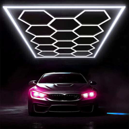 14-Pack Hexagon LED Ceiling Light, 680W Honeycomb LED Lighting Garage Light, LED Tubes Workshop Garage Studio LED Light 6500K