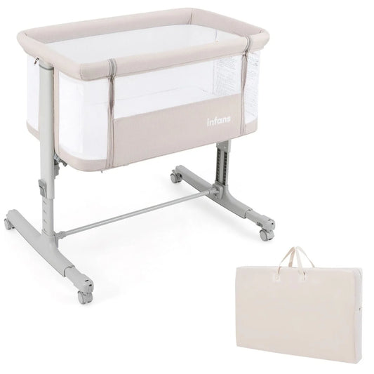 3 in 1 Babybett & Babywiege & Kinderbett Mit Matratze Beistellbett Mit Tragetasche Stubenwagen