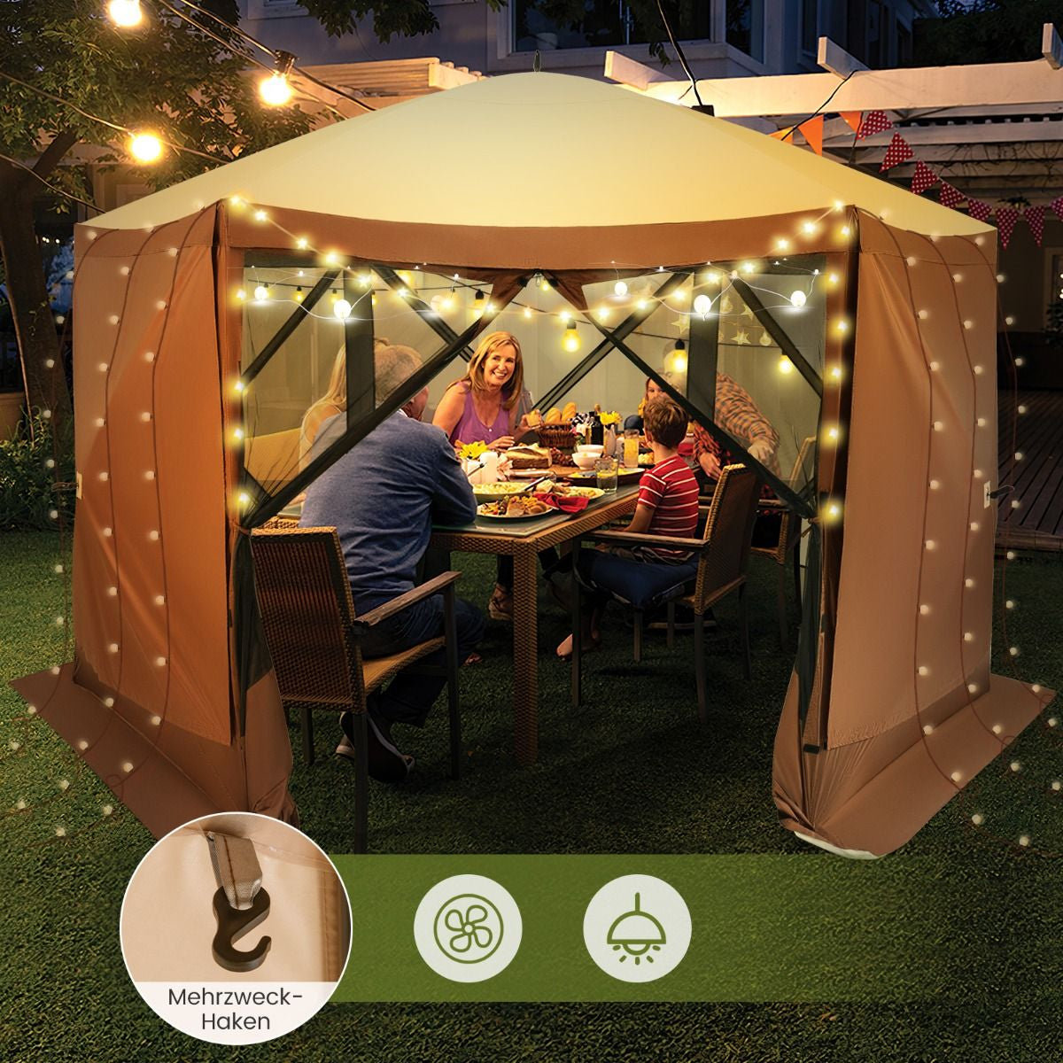 350 X 350 Cm Pop-Up Pavillon Mit Tragetasche & Netzwänden Partyzelt Faltpavillon Gartenpavillon