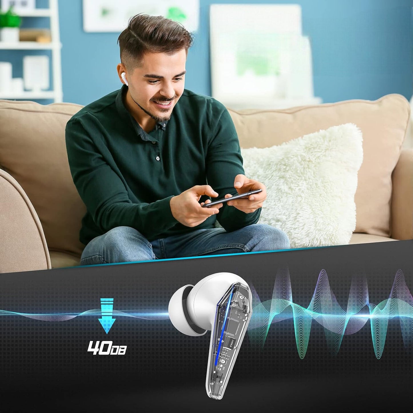 Bluetooth Headset in Ear Kopfhörer Bass Hörer Kabellos Für Iphone Samsung Handy