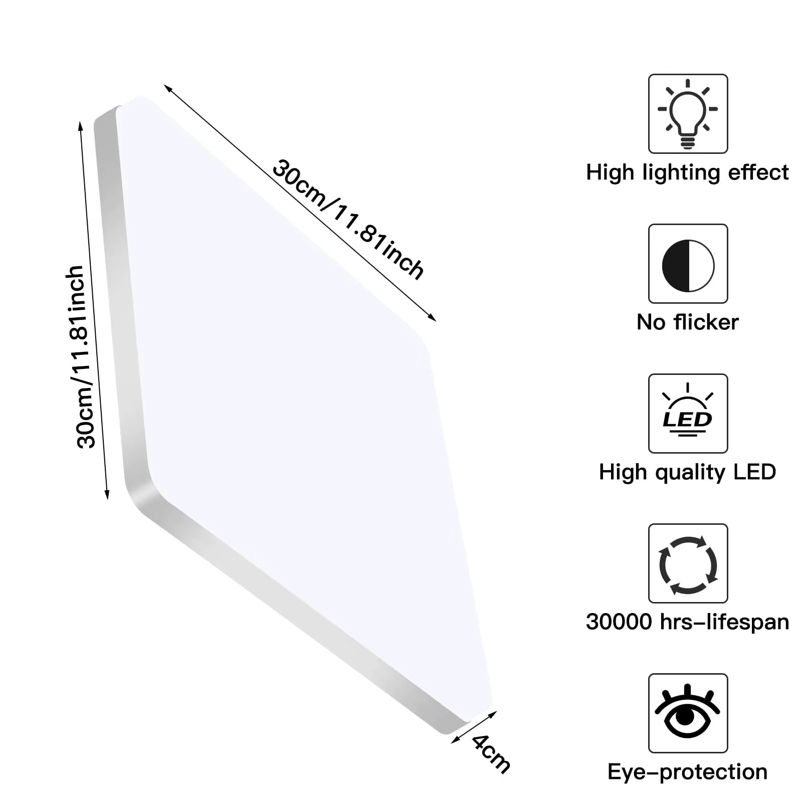 48W Square LED Ceiling Light, 5400LM LED Ceiling Lamp,Ip44 6500K LED Ceiling Light, Ceiling Light Fixture Applicable to Bathroom