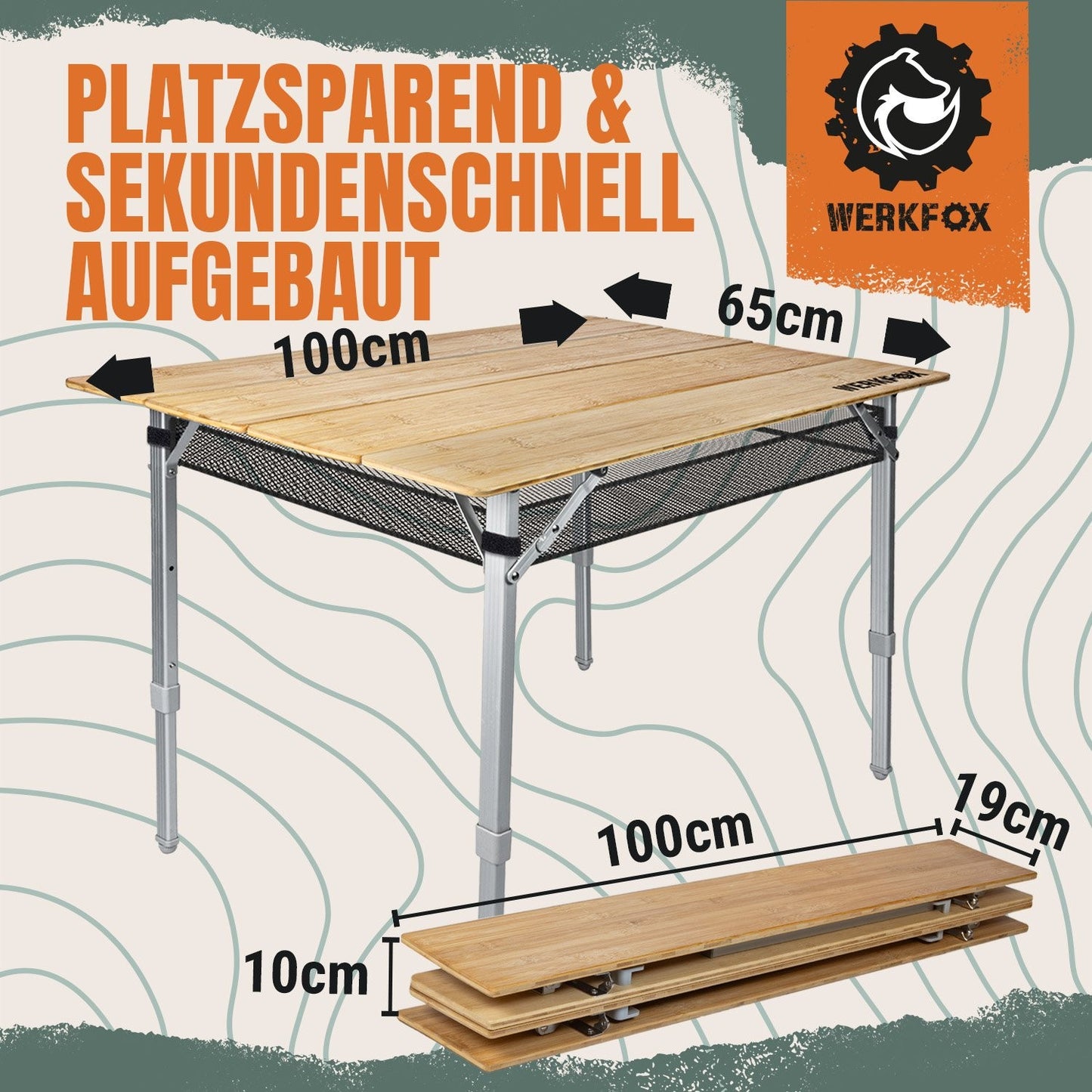 Klappbarer Bambus Campingtisch Klapptisch Markttisch Gartentisch Outdoor M - XXL