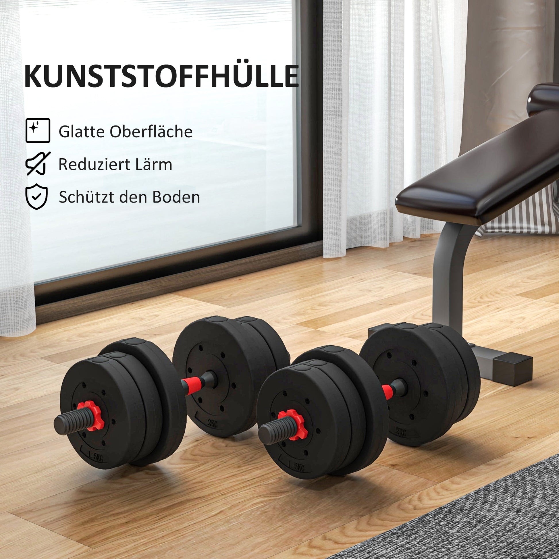 2 in 1 Hanteln Set Verstellbare Kurzhantel & Langhantel Fitness