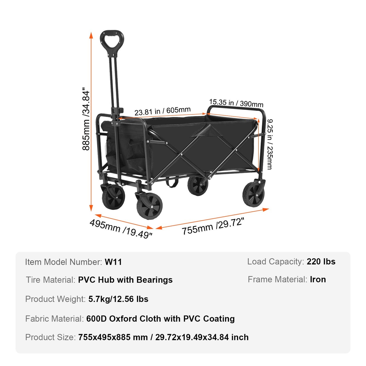 Bollerwagen Kinderwagen Strandwagen Gerätewagen Handwagen 755X495X885Mm