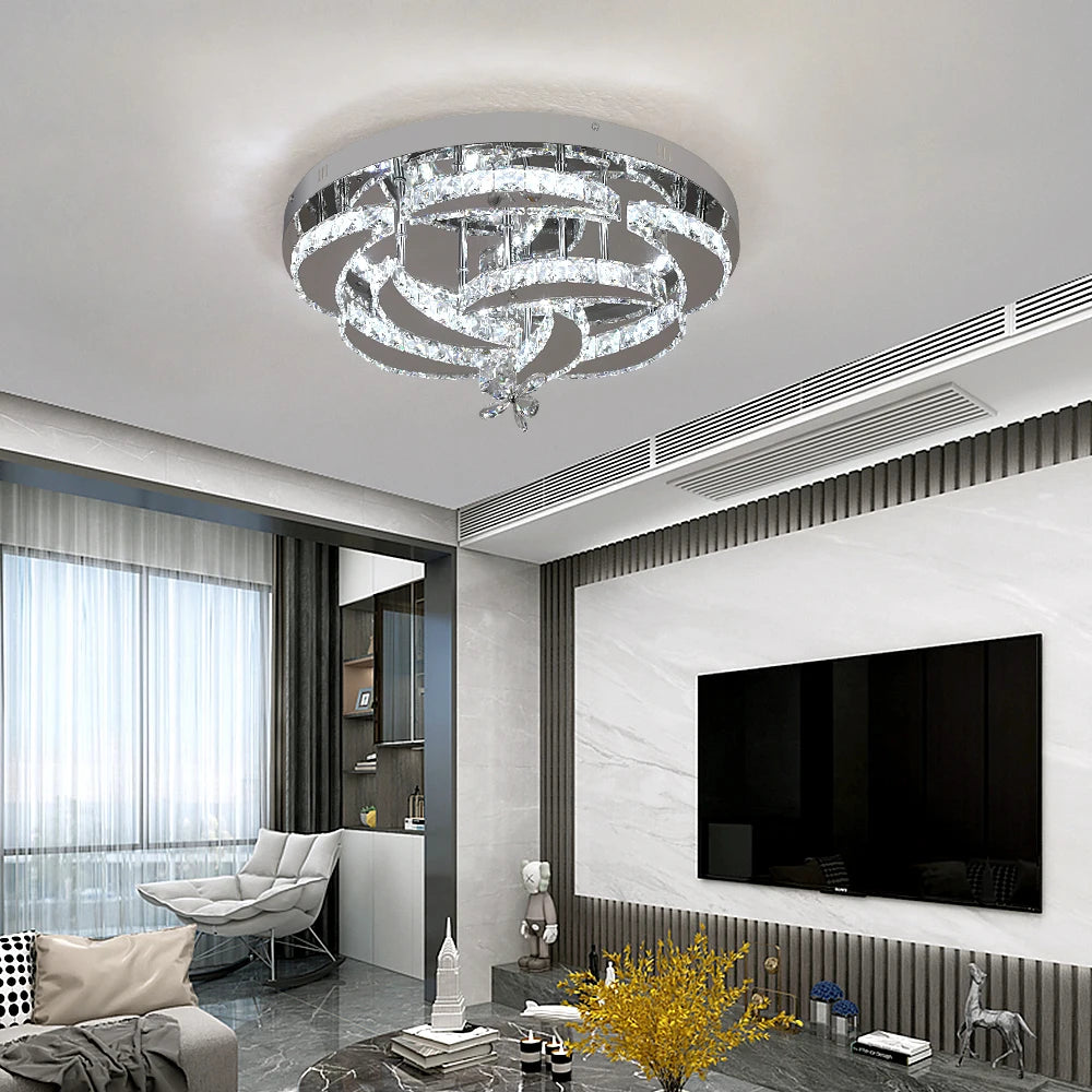Luxury K9 Crystal Chandelier Modern Ceiling Lamp Led Living Dining Room Decor Pendant Light Dimmable Lustre Home