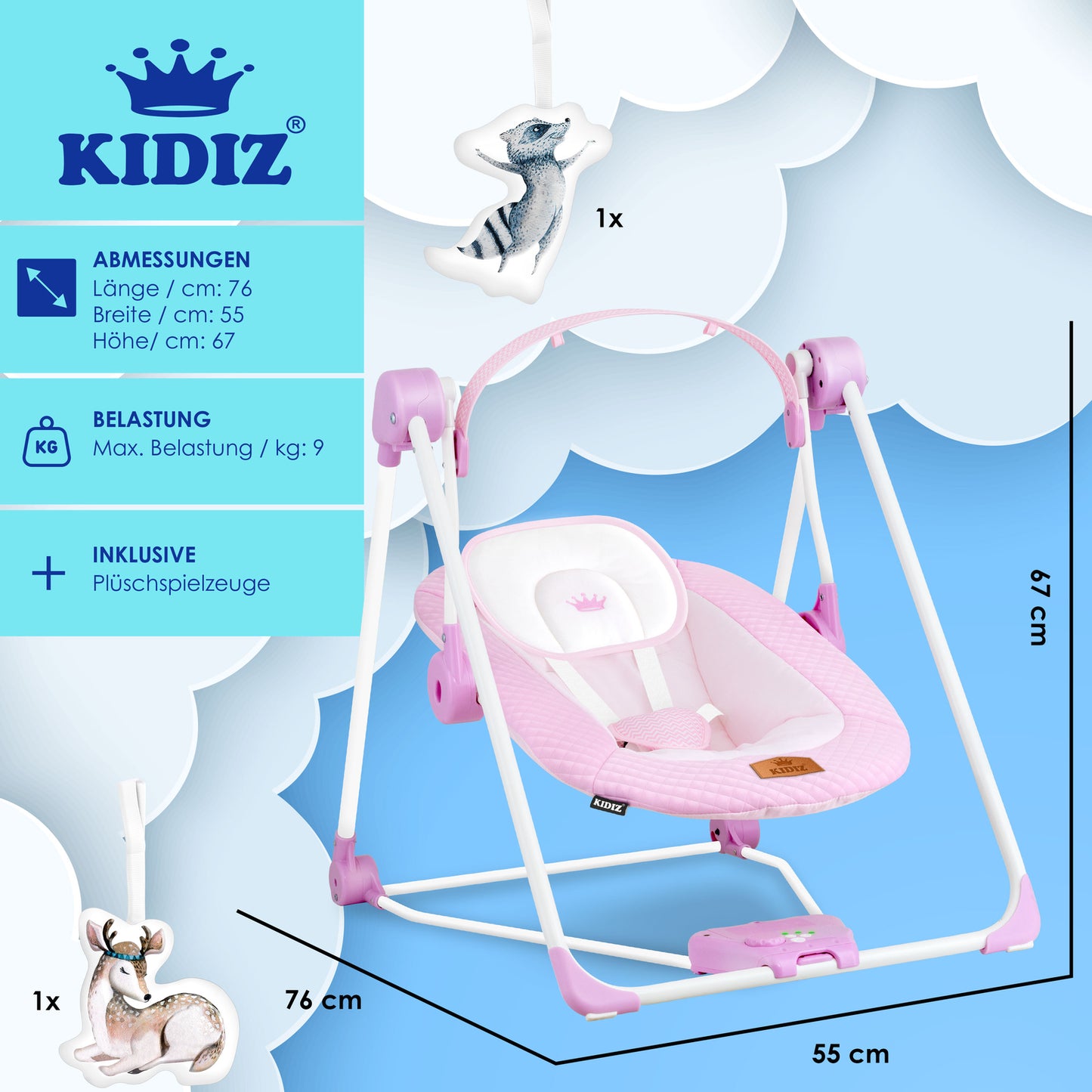 KIDIZ® Babywippe Schaukelwippe Babyschaukel Spielbogen Babywiege Liege Wippe
