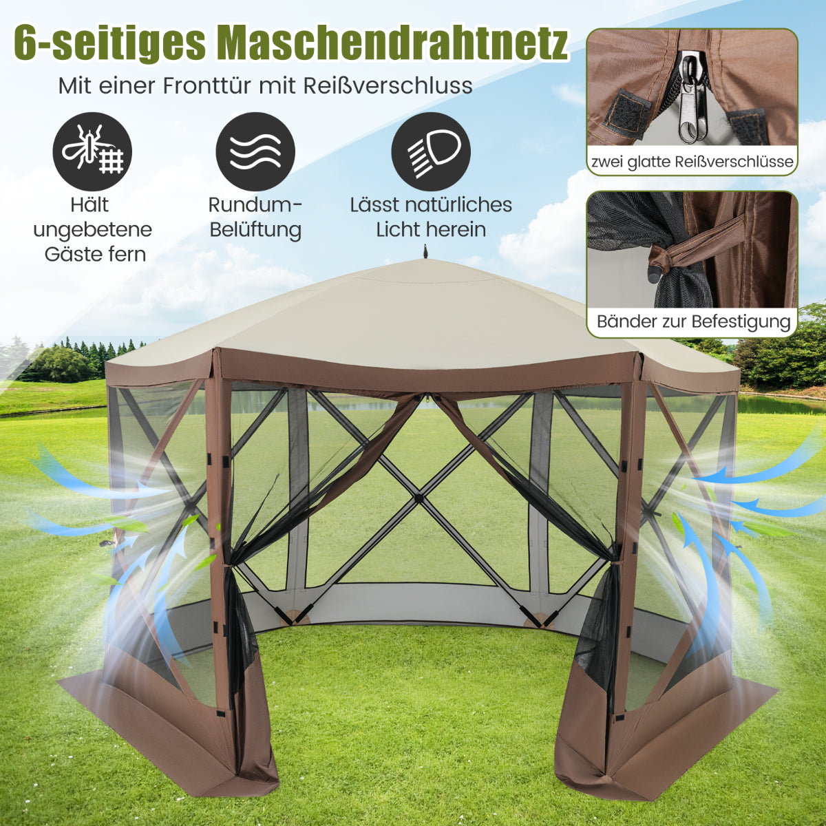 350 X 350 Cm Pop-Up Pavillon Mit Tragetasche & Netzwänden Partyzelt Faltpavillon Gartenpavillon