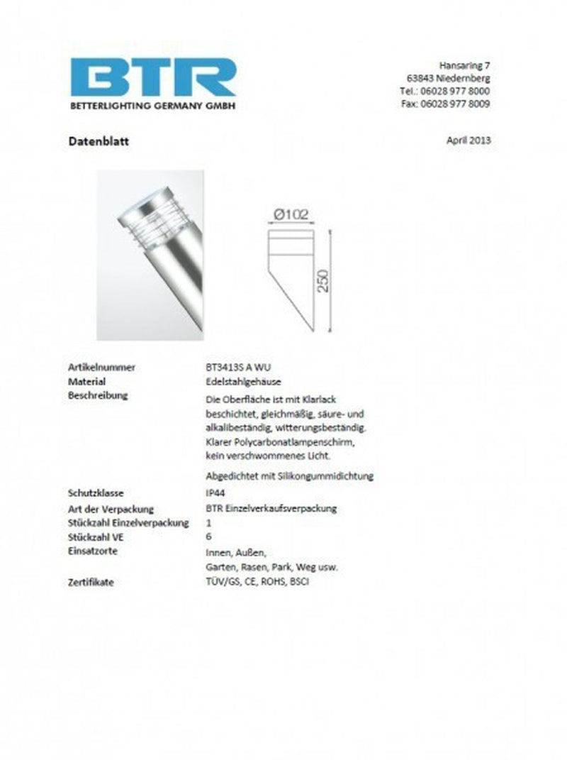 LED Wandleuchte Außenleuchte Aus Edelstahl Gartenlampe Alu Druckguss LED
