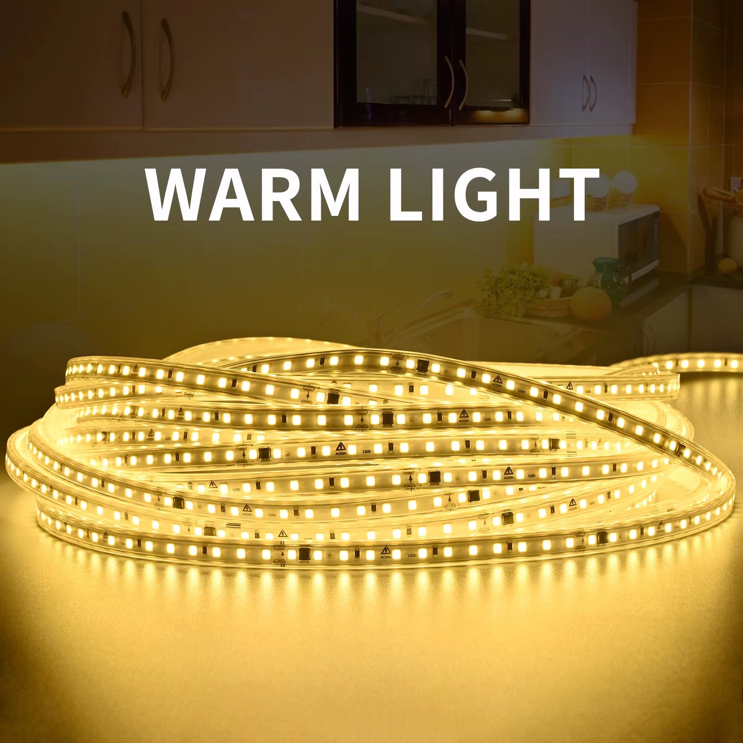 220V LED Strip Lights,120Leds/M Led Ribbon Adhesive,Flexible Outdoor Lamp Waterproof LED Tape,Kitchen,Home Room Indoor Lighting