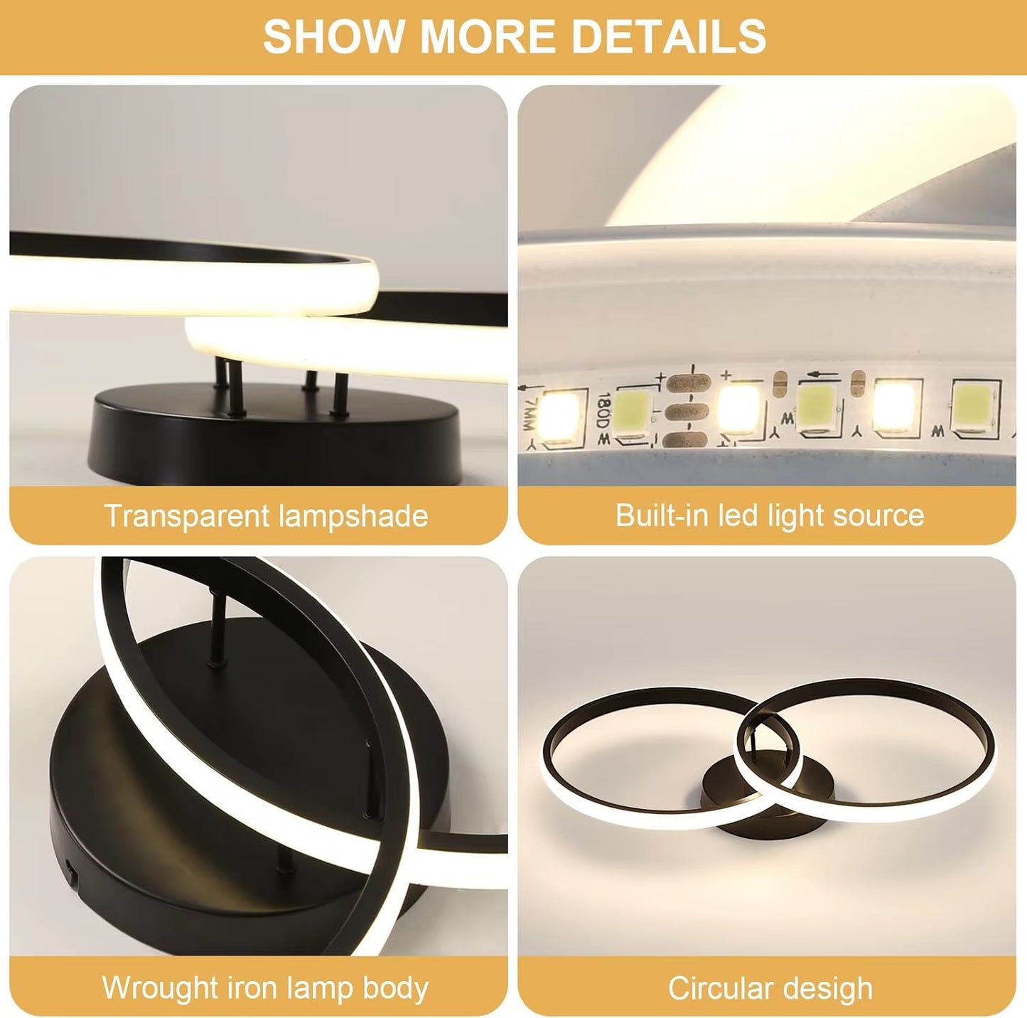 LED Ceiling Light 42W 4000Lm,Double Ring LED Ceiling Light,4500K,Modern LED Ceiling Light,Ceiling Lamp for Living Room