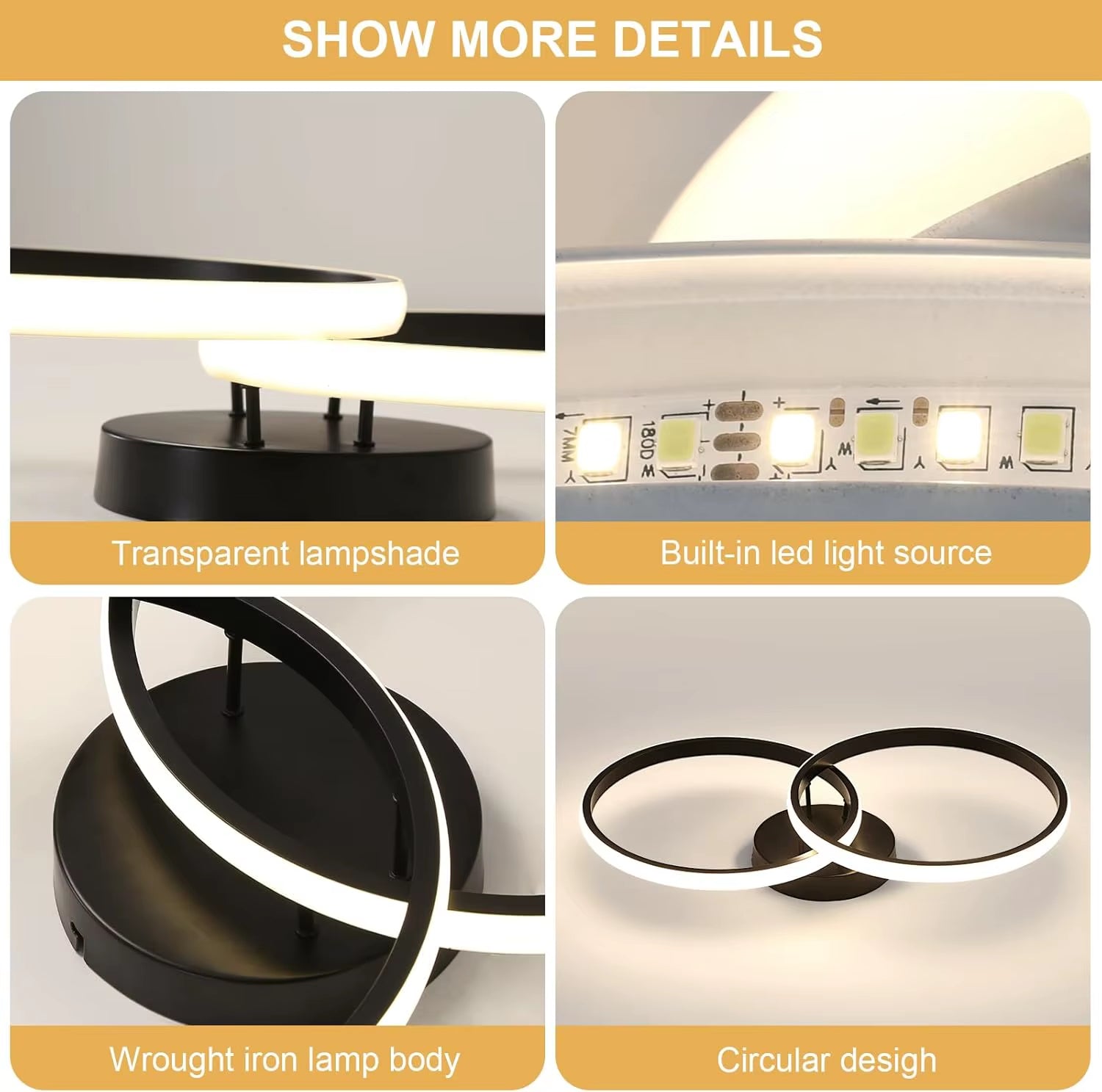 LED Ceiling Light 42W 4000Lm,Double Ring LED Ceiling Light,4500K,Modern LED Ceiling Light,Ceiling Lamp for Living Room
