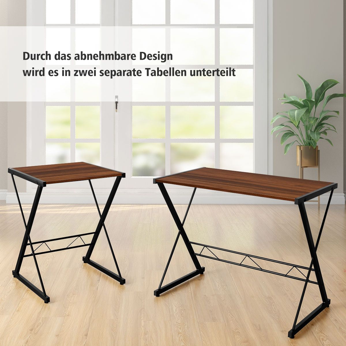 L-Form Computertisch Schreibtisch Bürotisch Ecktisch Winkelschreibtisch Walnuss