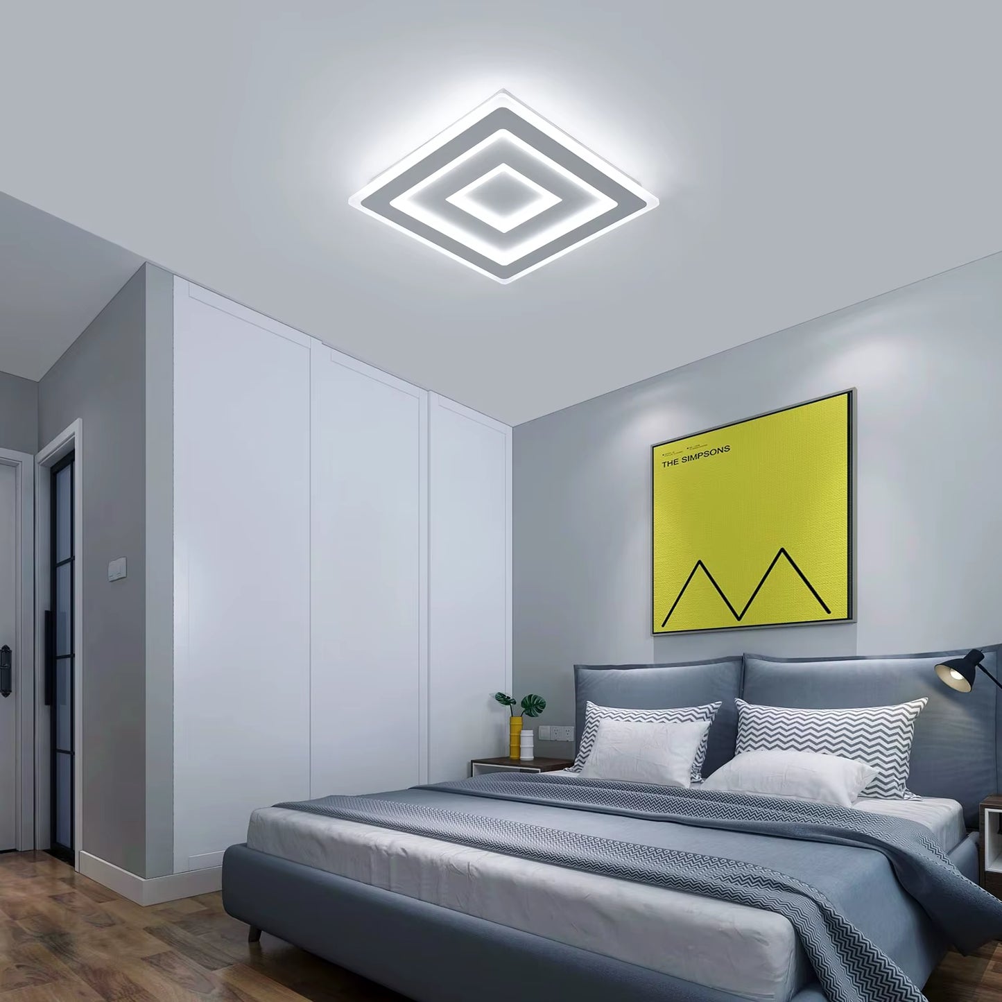 Modern Square LED Ceiling Light, 52W 5850LM Acrylic LED Ceiling Lamp, White LED Ceiling Light for Bedroom, Living Room 6500K