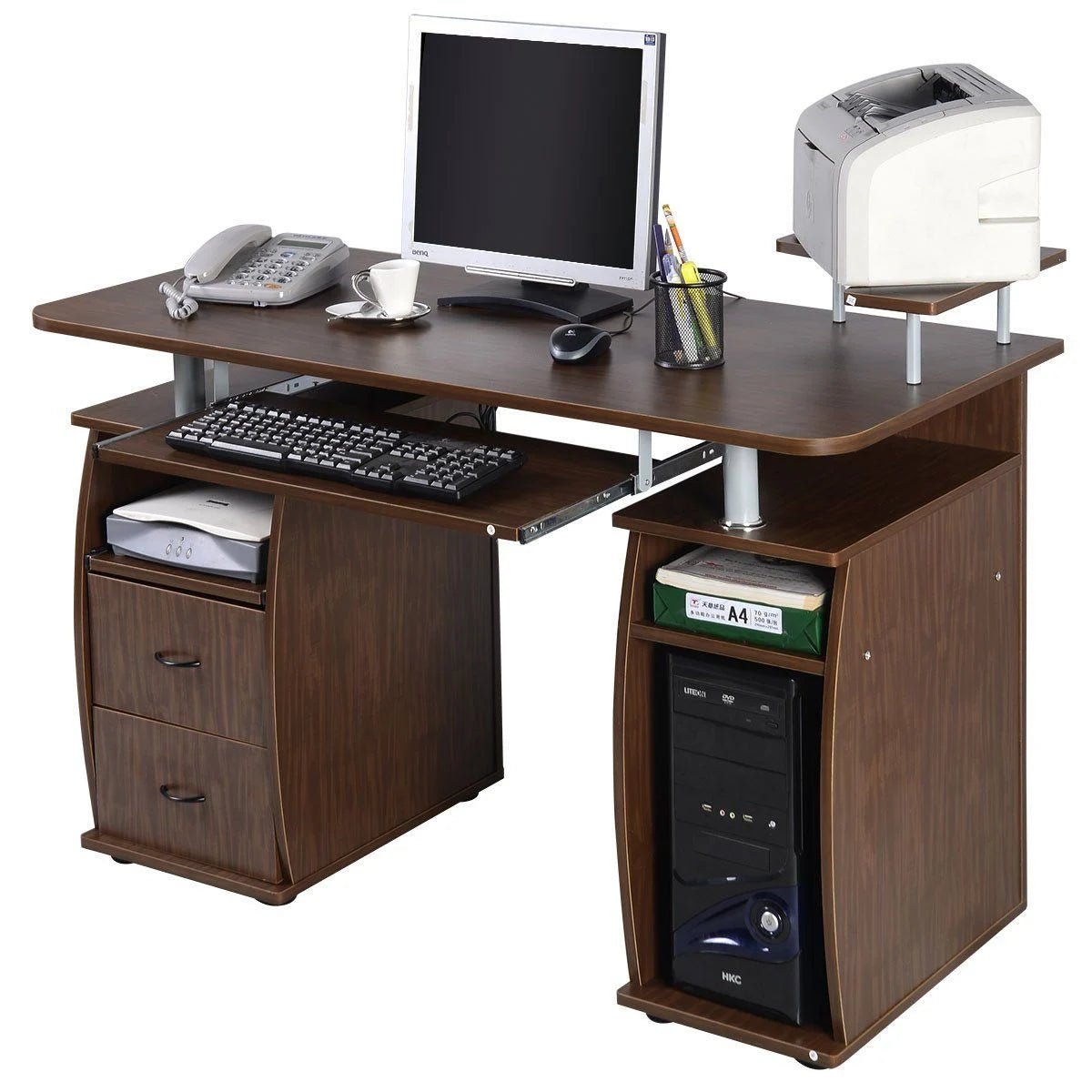 Schreibtisch Computertisch Bürotisch Mit Druckerablage Tastaturauszug