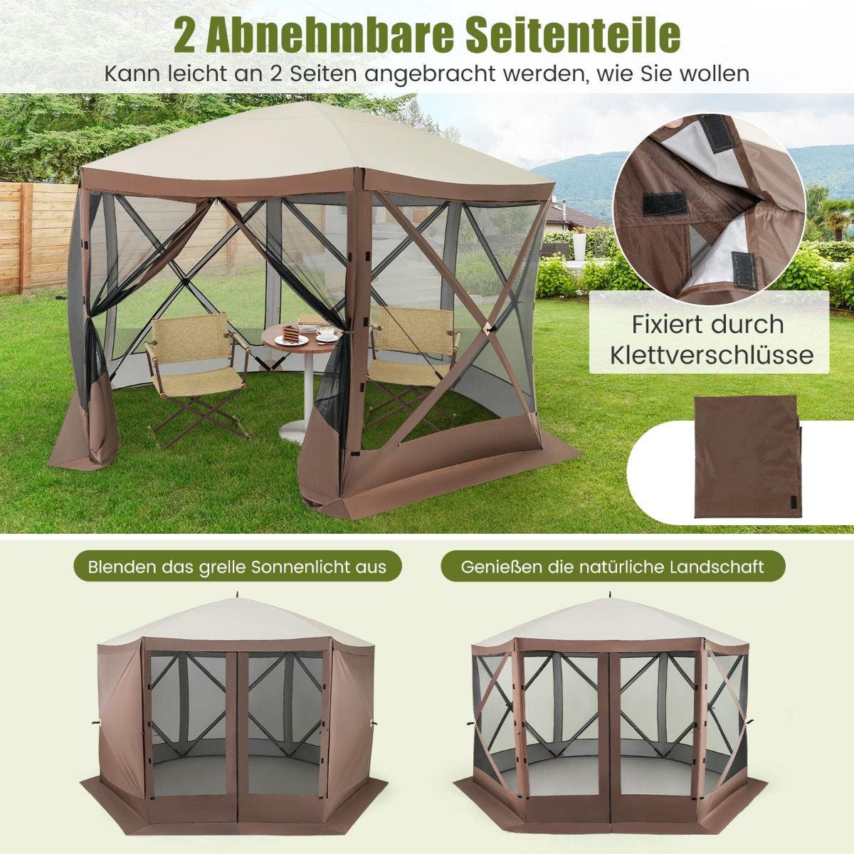 350 X 350 Cm Pop-Up Pavillon Mit Tragetasche & Netzwänden Partyzelt Faltpavillon Gartenpavillon