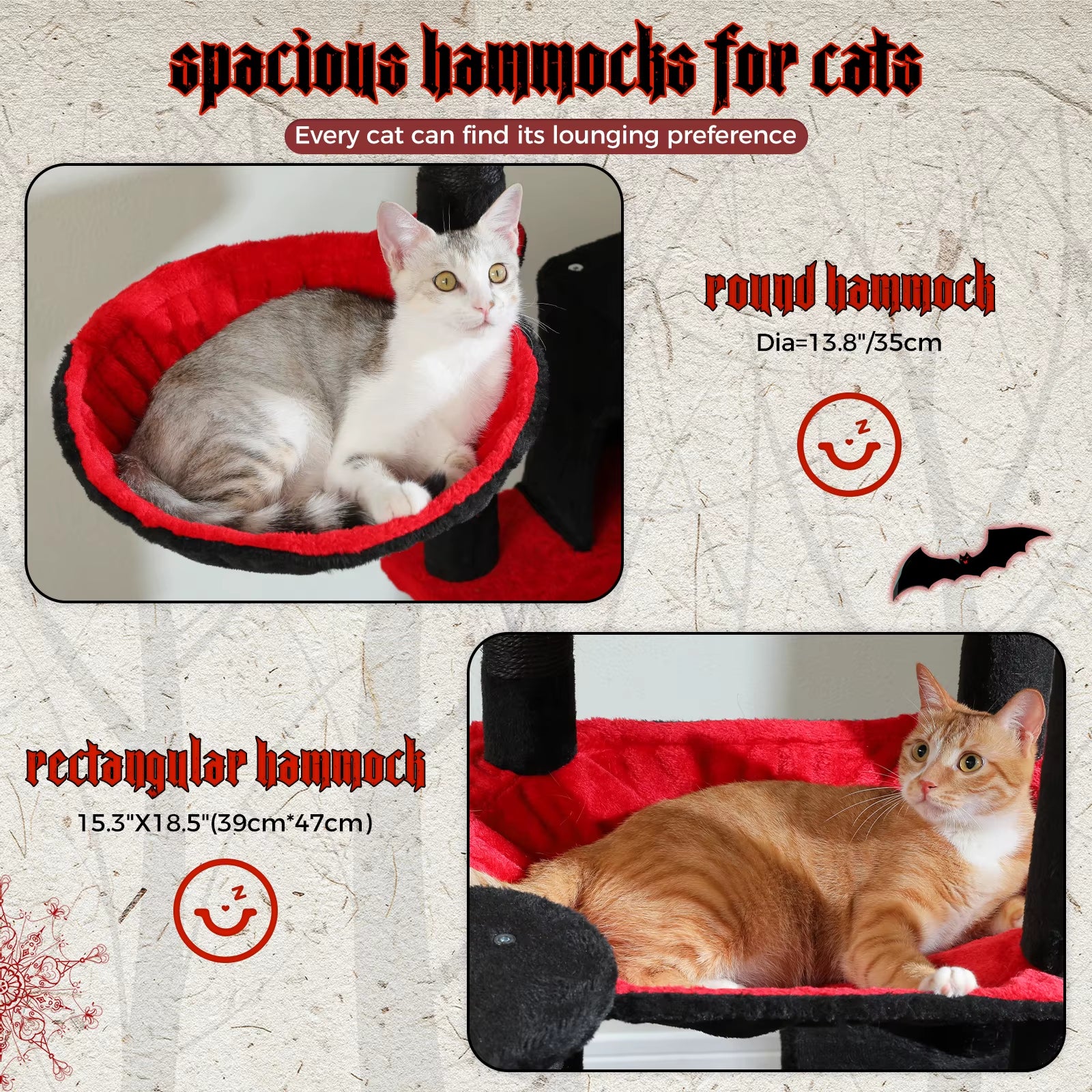 Tall Cat Tree for Indoor Cats Big Cat Tower with Super Large Hammock Cat Climbing Tree with Scratching Posts Condo House Black