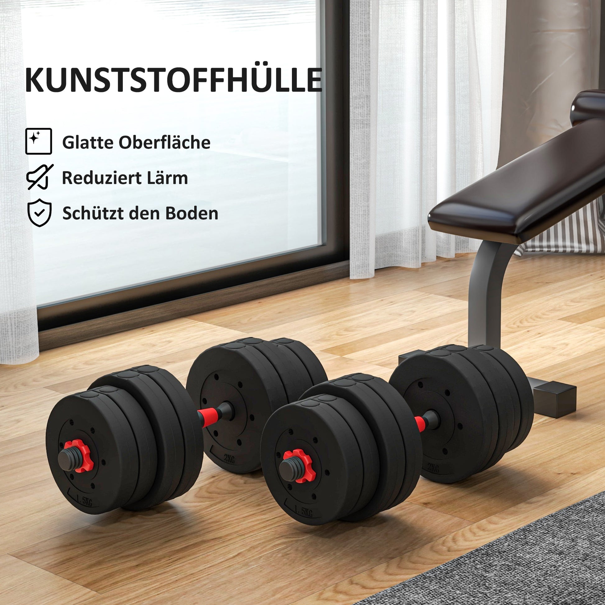 2 in 1 Hanteln Set Verstellbare Kurzhantel & Langhantel Fitness