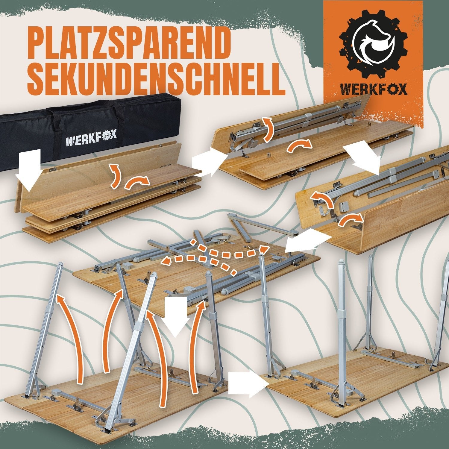 Klappbarer Bambus Campingtisch Klapptisch Markttisch Gartentisch Outdoor M - XXL