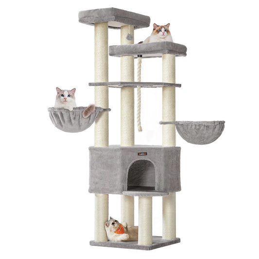 Scratching Post, Multi-Storey Cat Tree, XXL, 55X55X186.7 Cm, 11 Cm D Thickness Sisal Trunks