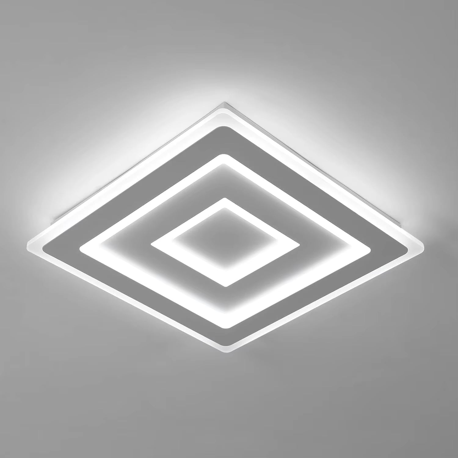 Modern Square LED Ceiling Light, 52W 5850LM Acrylic LED Ceiling Lamp, White LED Ceiling Light for Bedroom, Living Room 6500K