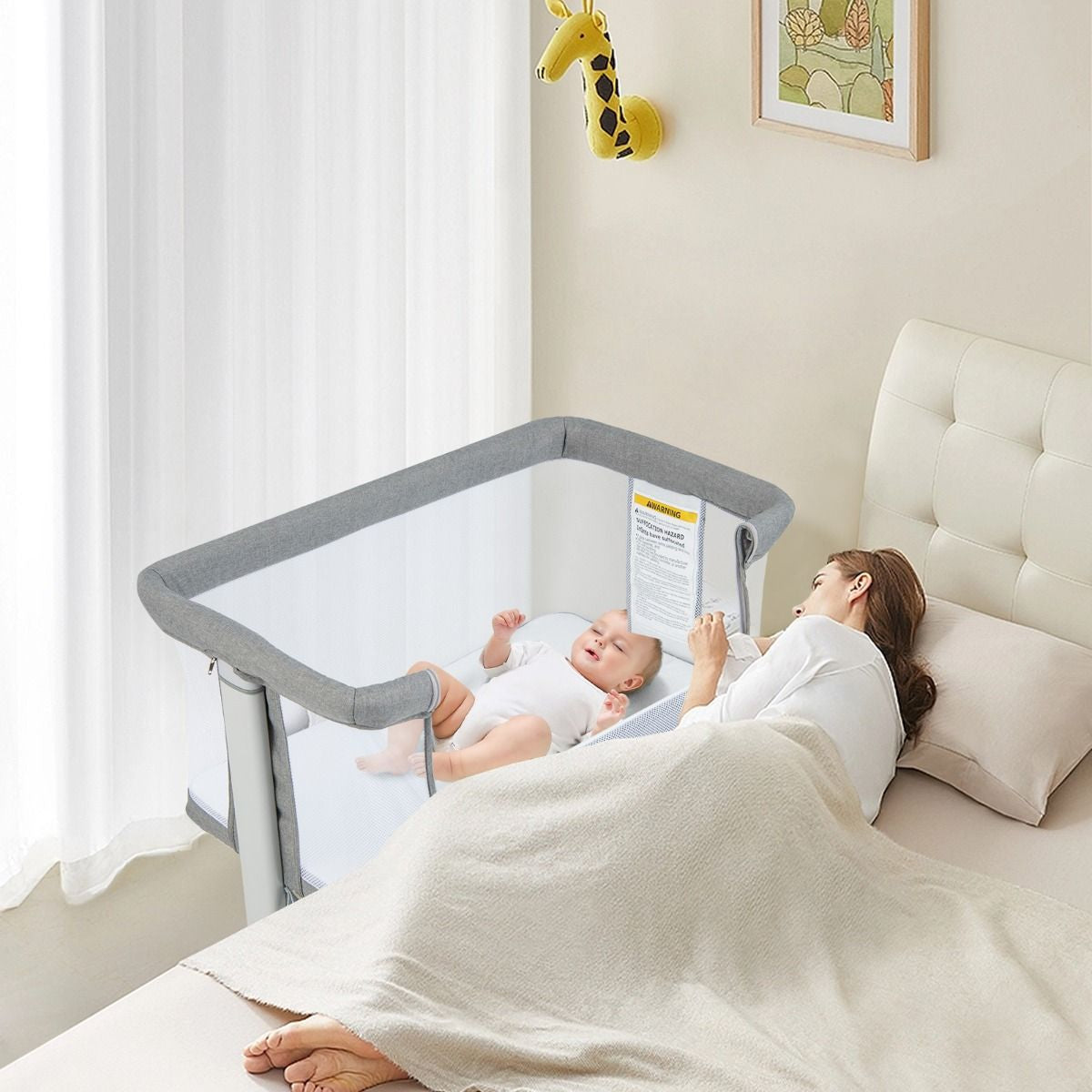 3 in 1 Babybett & Babywiege & Kinderbett Mit Matratze Beistellbett Mit Tragetasche Stubenwagen