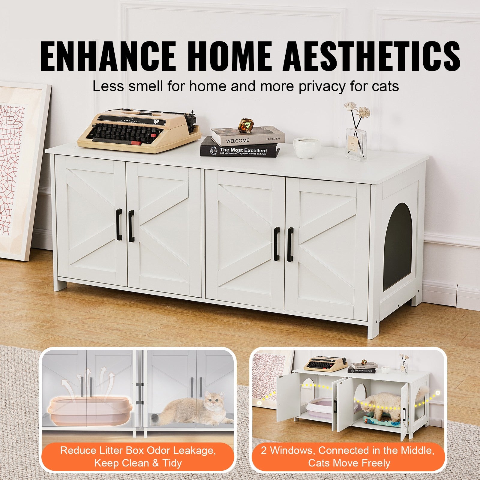 Katzentoilette Katzenklo Schrank Katzenschrank 1,19X0,46X0,5M Weiß