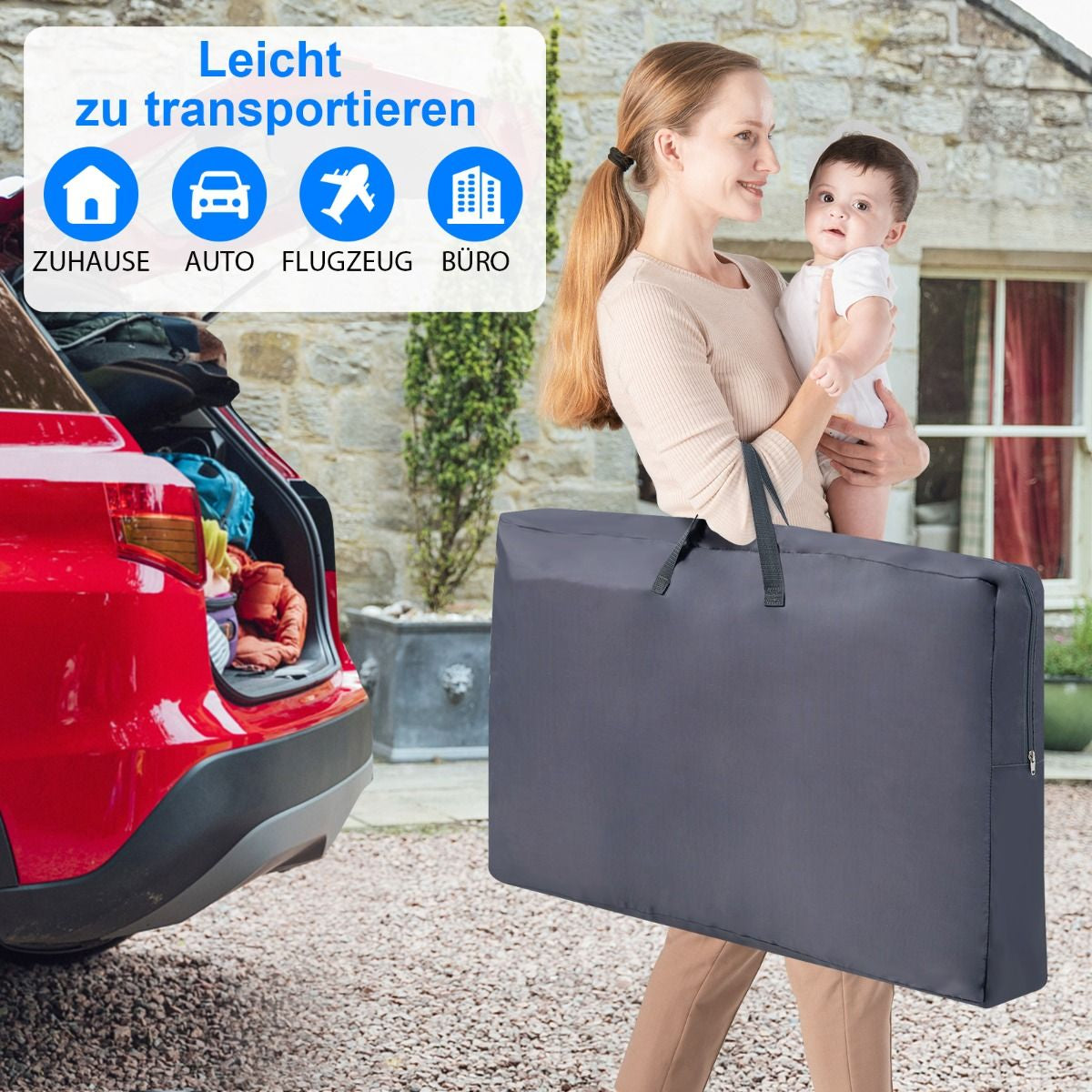 3 in 1 Babybett & Babywiege & Kinderbett Mit Matratze Beistellbett Mit Tragetasche Stubenwagen