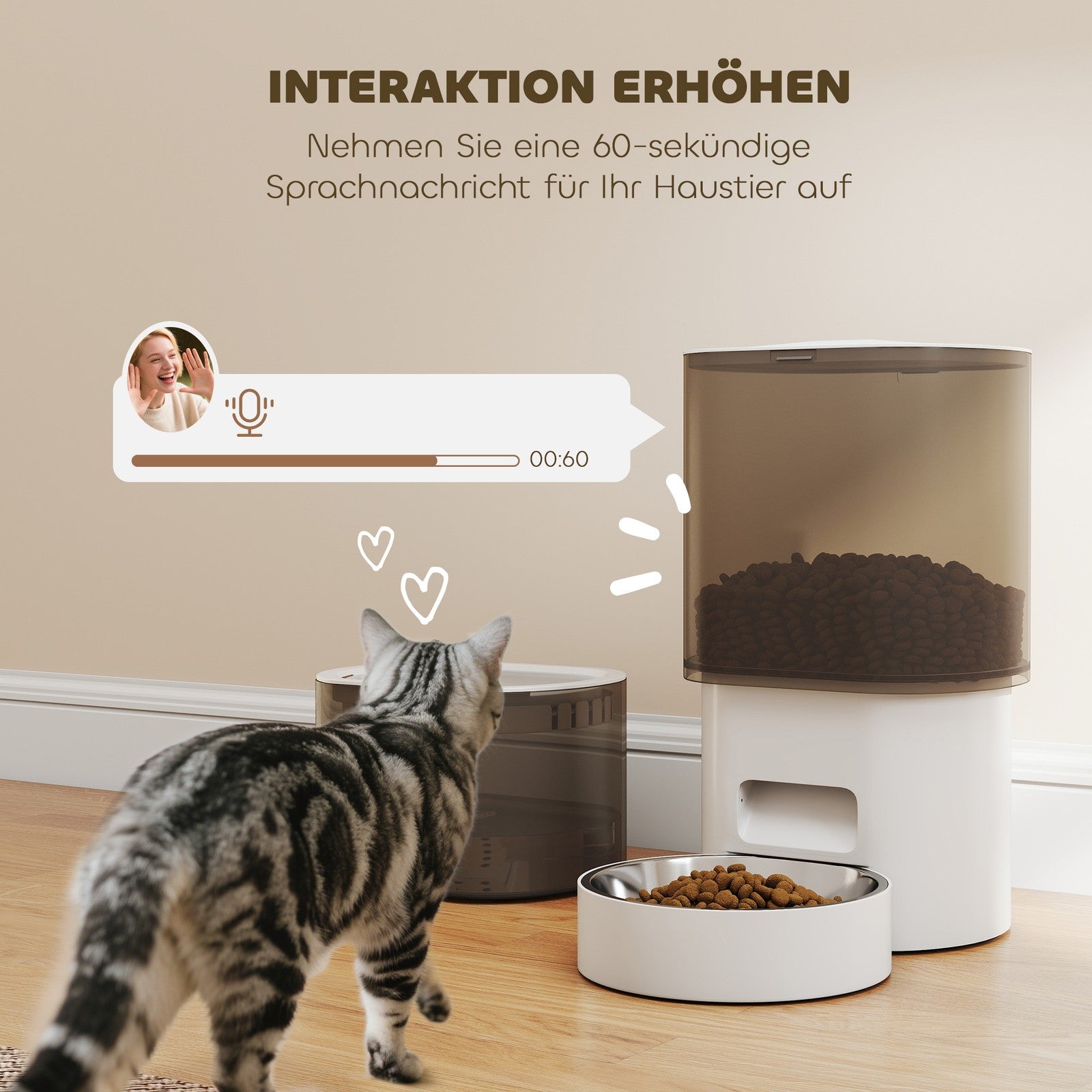 Futterautomat Katze Katzenbrunnen Automatischer Futterspender Für Hunde, Katzen