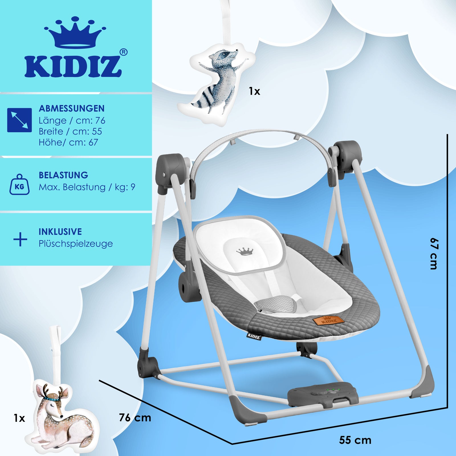 KIDIZ® Babywippe Schaukelwippe Babyschaukel Spielbogen Babywiege Liege Wippe