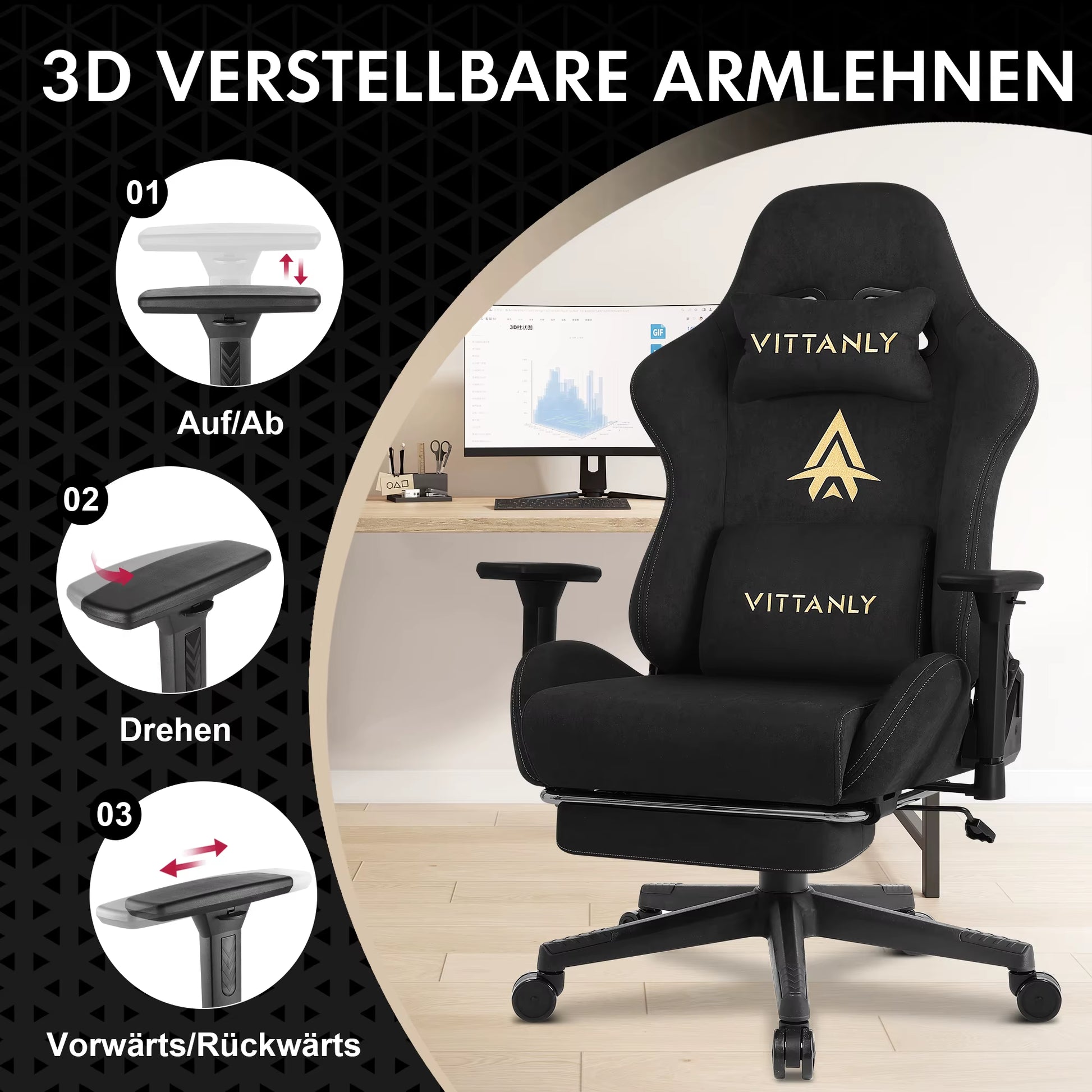 Brand Gaming Chair Luxurious Breathable Faux Suede Office Chair Gaming Chair with Footrest Chair Headrest Ergonomic Game Chair