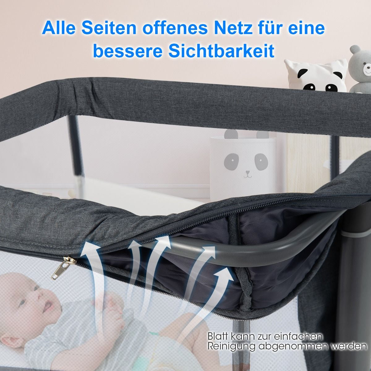 3 in 1 Babybett & Babywiege & Kinderbett Mit Matratze Beistellbett Mit Tragetasche Stubenwagen