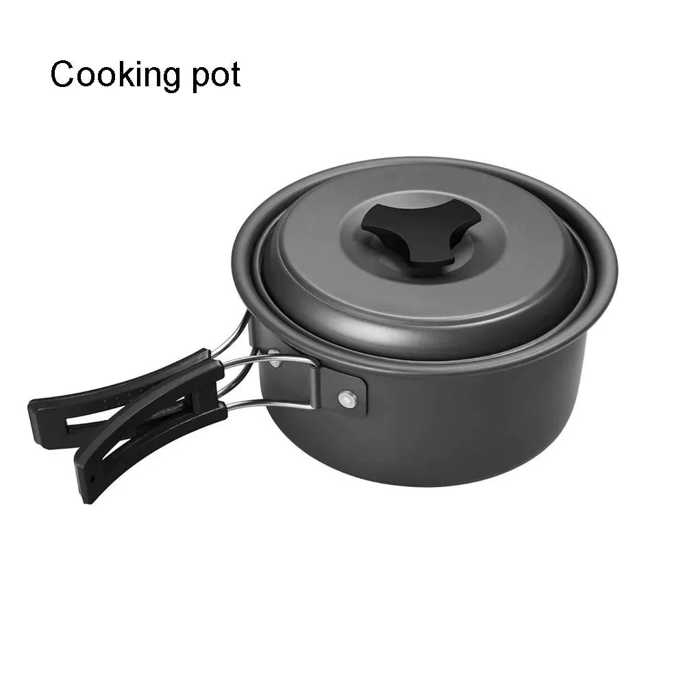 1PCS/1SET Camping Cookware Kit Outdoor Cooking Set Aluminum Pot Equipment Travel Tableware Kitchen for Hiking Picnic BBQ