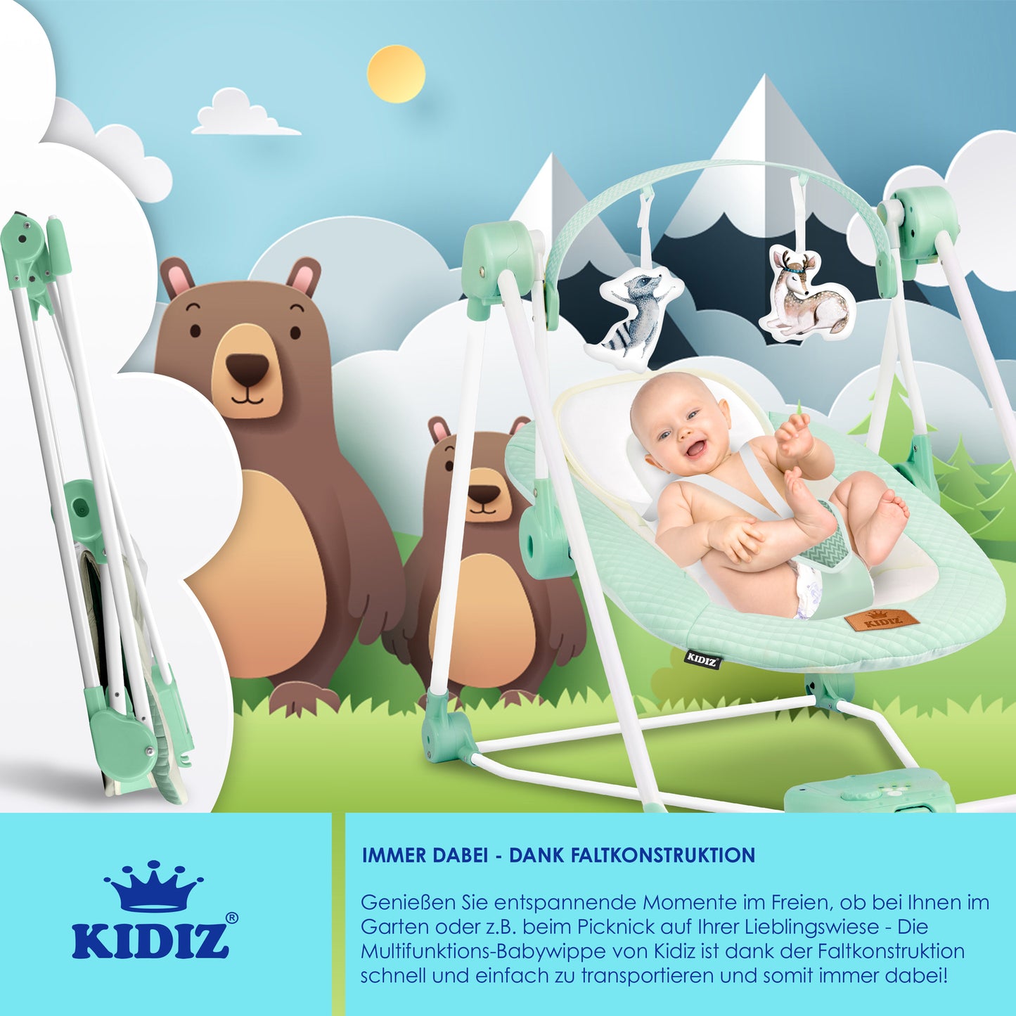 KIDIZ® Babywippe Schaukelwippe Babyschaukel Spielbogen Babywiege Liege Wippe